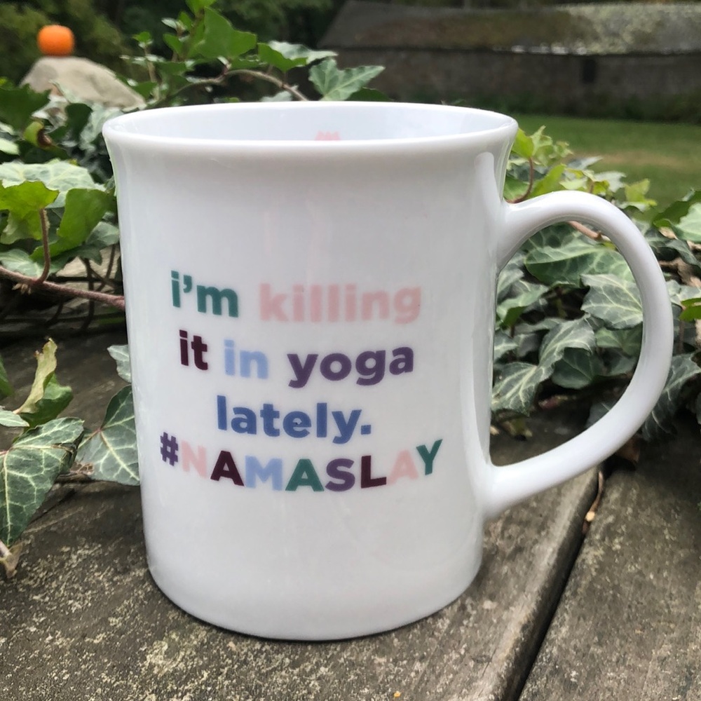 #NAMASLAY killing it in yoga lately white ceramic coffee mug